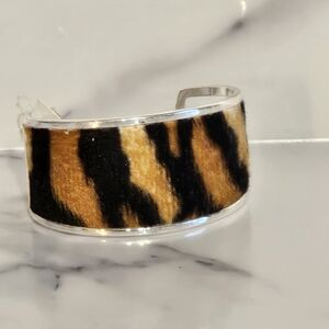 NWT - Faux Tiger Fur Animal Print 2 1/2" Tall Cuff Bracelet